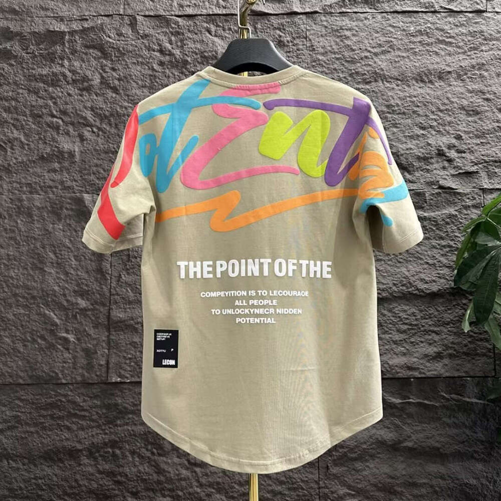 2024 New Men's Short Sleeve T-Shirt Ins Trend Brand European and American Hip-Hop Style Crew Neck Graffiti Print Base Shirt Summer