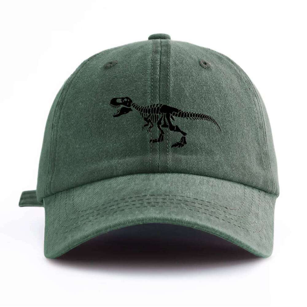 1pc Black T. Rex Print Washed Baseball Cap for Adults, Minimalist Retro Style Casual Soft Adjustable Dad Hat, Perfect As Gift Y260304