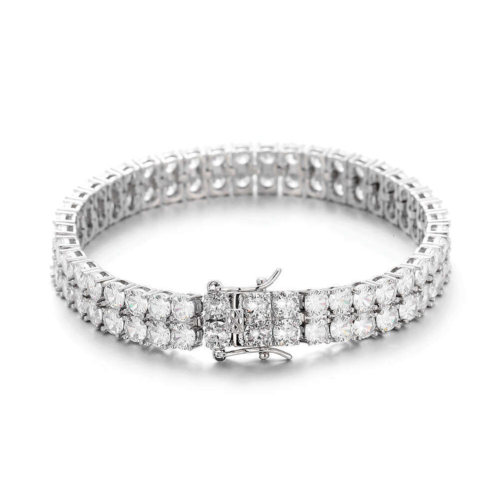 Cross-border premium 316 stainless stone-embellished double-row full-diamond men's bracelet, ins-style titanium steel Cuban chain