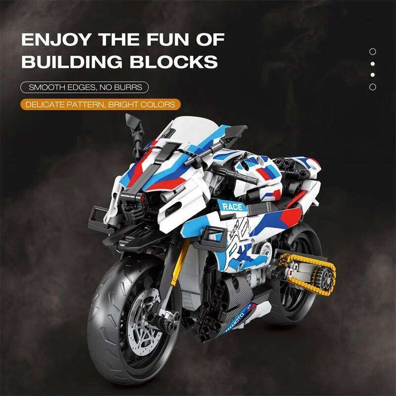 949PCS Super Motorcycle Building Blocks With Parking Rack Racing Model Bricks Desktop Display Ornaments Children's DIY Toy Gifts Z260305
