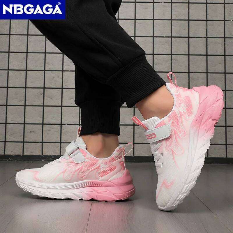 Girls Casual Lightweight Breathable Sneakers Pink Kids Non-slip Sports Running Shoes Outdoor Children Tennis Hook & Loop 26Y0304
