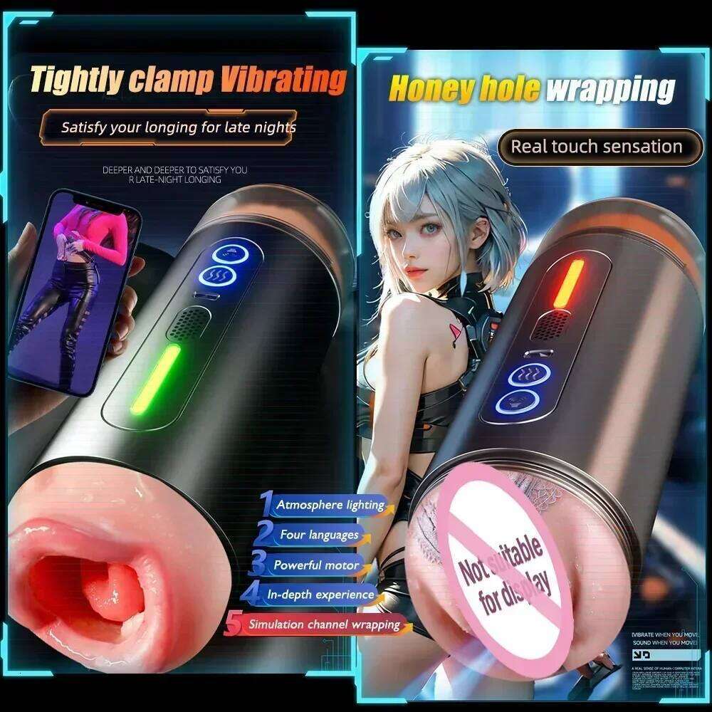 2-in-1 Men's Electric Cup Automatic Sucking Masturbation Toy Vaginal Oral Deep Throat Sex Vibration Machine For Men W260305