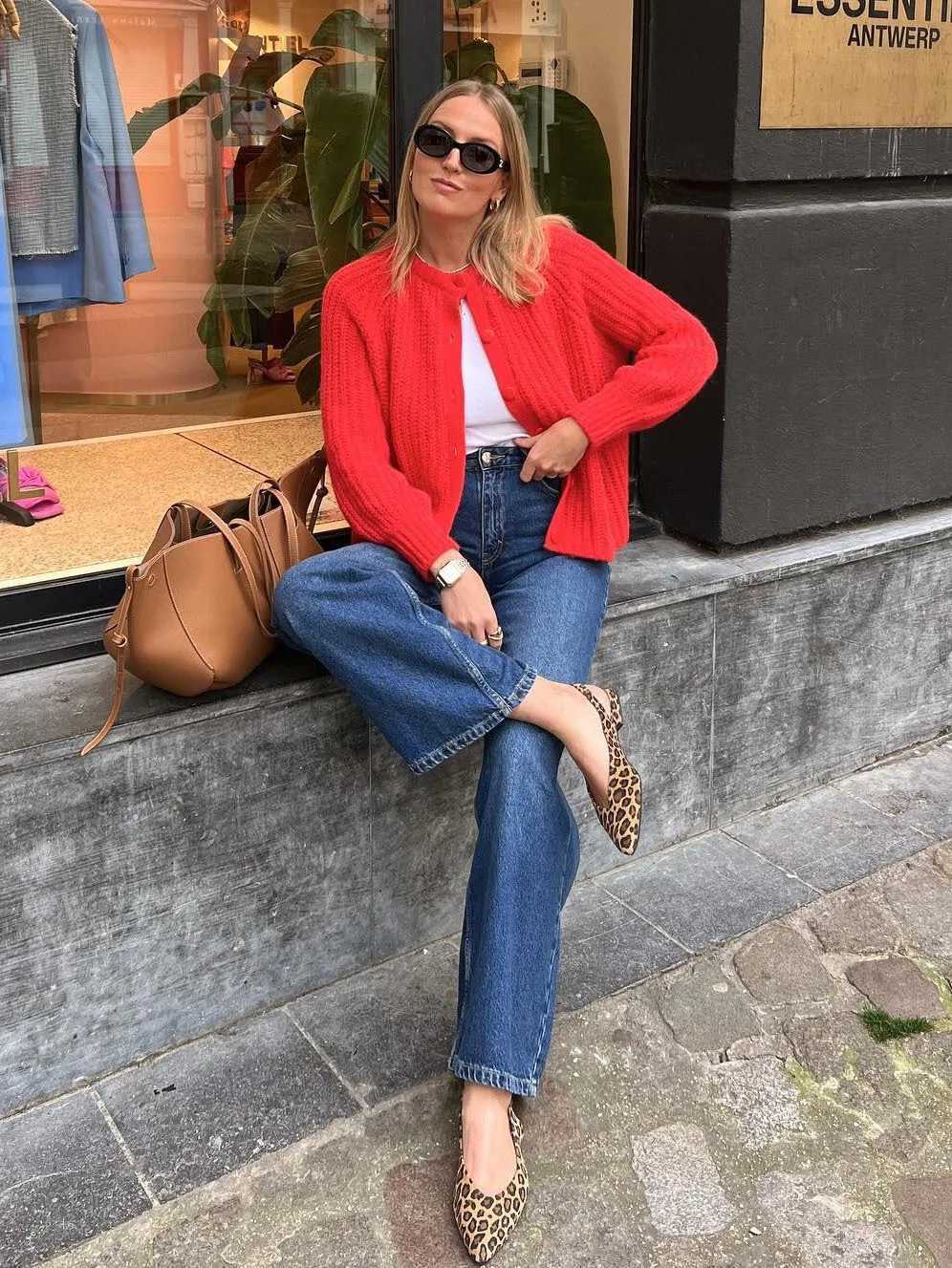 Women O-neck Single Breasted Cardigan Knitted Sweater Coat 2025 Autumn Winter Casual Long Sleeve Red Warm Sweater Tops Clothes M260306