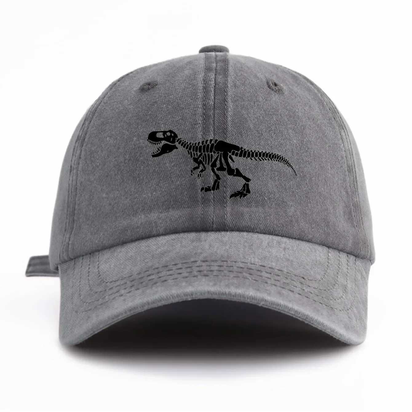 1pc Black T Rex Print Washed Baseball Cap for Adults Minimalist Retro Style Casual Soft Adjustable Dad Hat Perfect As Gift S260306