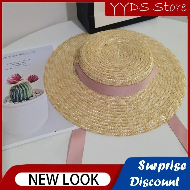 Childrens Ins Straw Hat Color Ribbon Large Brim Sun Hat Niche n Raffia Sun Hat Beach Panama Flat Top Cap 260228