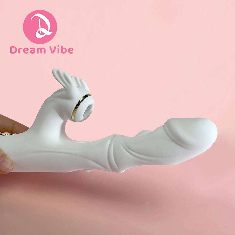 White Dargon 3 in 1 Rabbit Vibrator Heating Dual Flapping Suction Vibration Pleasur Intimate Sex Toy Women Penetration Deep Love W260305