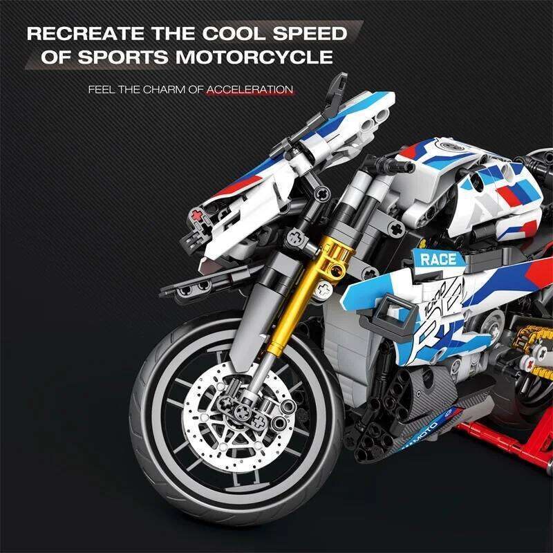 949PCS Super Motorcycle Building Blocks With Parking Rack Racing Model Bricks Desktop Display Ornaments Children's DIY Toy Gifts Z260305