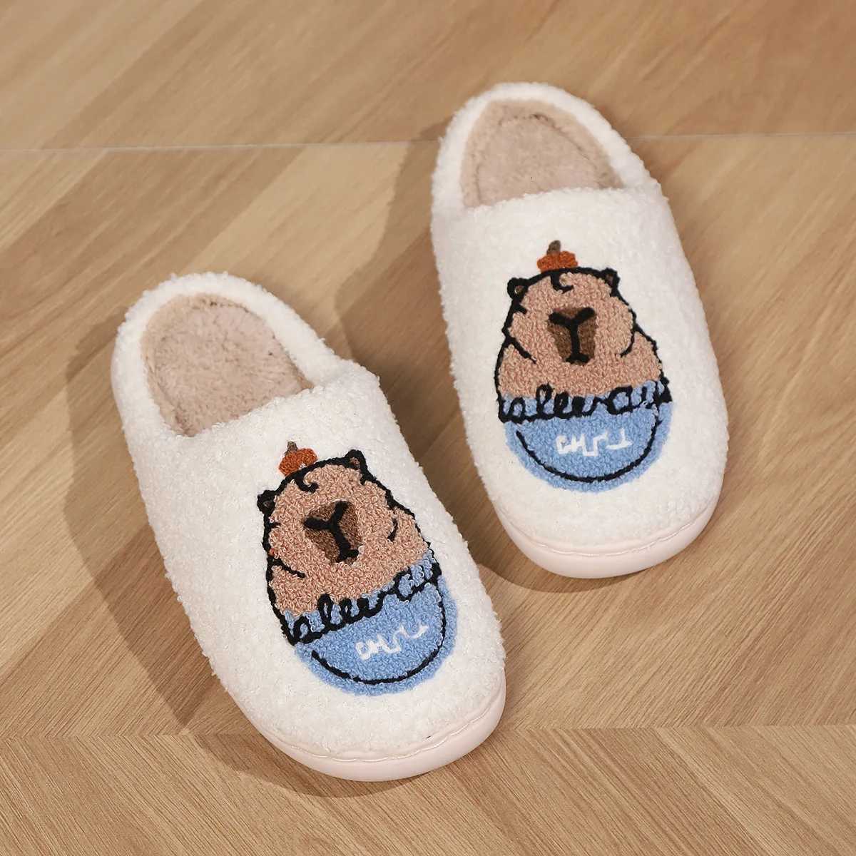 Smile PoP Cute Women Slippers Indoor Fuzzy Women House Slippers Classic Cartoon Casual Home Shoes Warm Bedroom Animals Shoes S260305