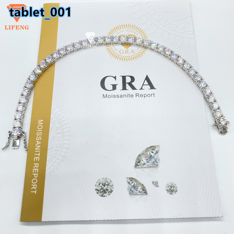 Hip-hop Style Moissanite Tennis Chain Bracelet Diamond Tester Approved Sterling Silver Pass for Necklaces Jewelry Collection