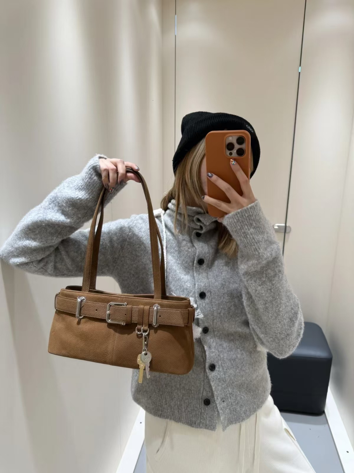 2026 Korean Blogger's Same Style Underarm Biker Bag For Women, Niche High-end Feel, With Key Belt Buckle, Single Shoulder Handbag, Luxury Handbag