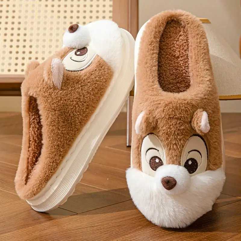 Casual Fluffy Slippers Women House Flats Fashion Cartoon Designer Shoes Girls Cute Home Plush Warm Winter Footwear Large Size S260305