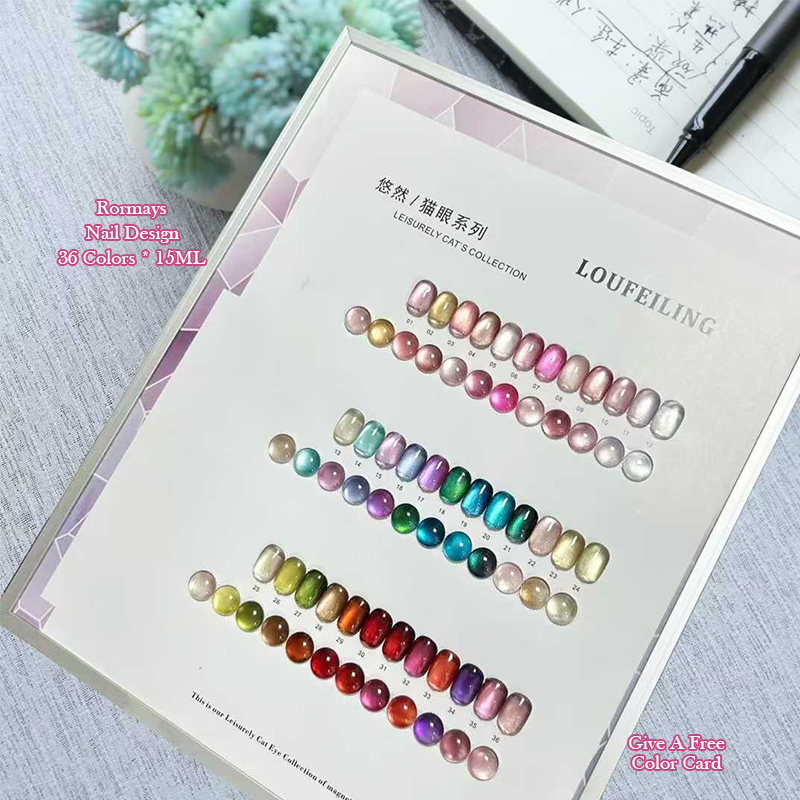 36 Colors Shiny Glitter Colorful Cat Eye Gel Nail Polish Set Nude Tone Magnetic Soak Off UV LED Gel for Nail Art Salon Home DIY