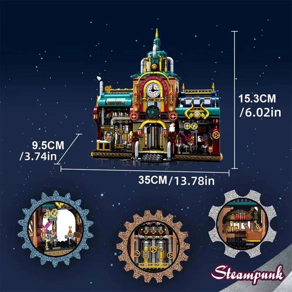 1557pcs Creative Street View Steam Punk Architectures Building Bricks Steampunk Bar Mini Block Model Toys Collection For Gifts Z260305