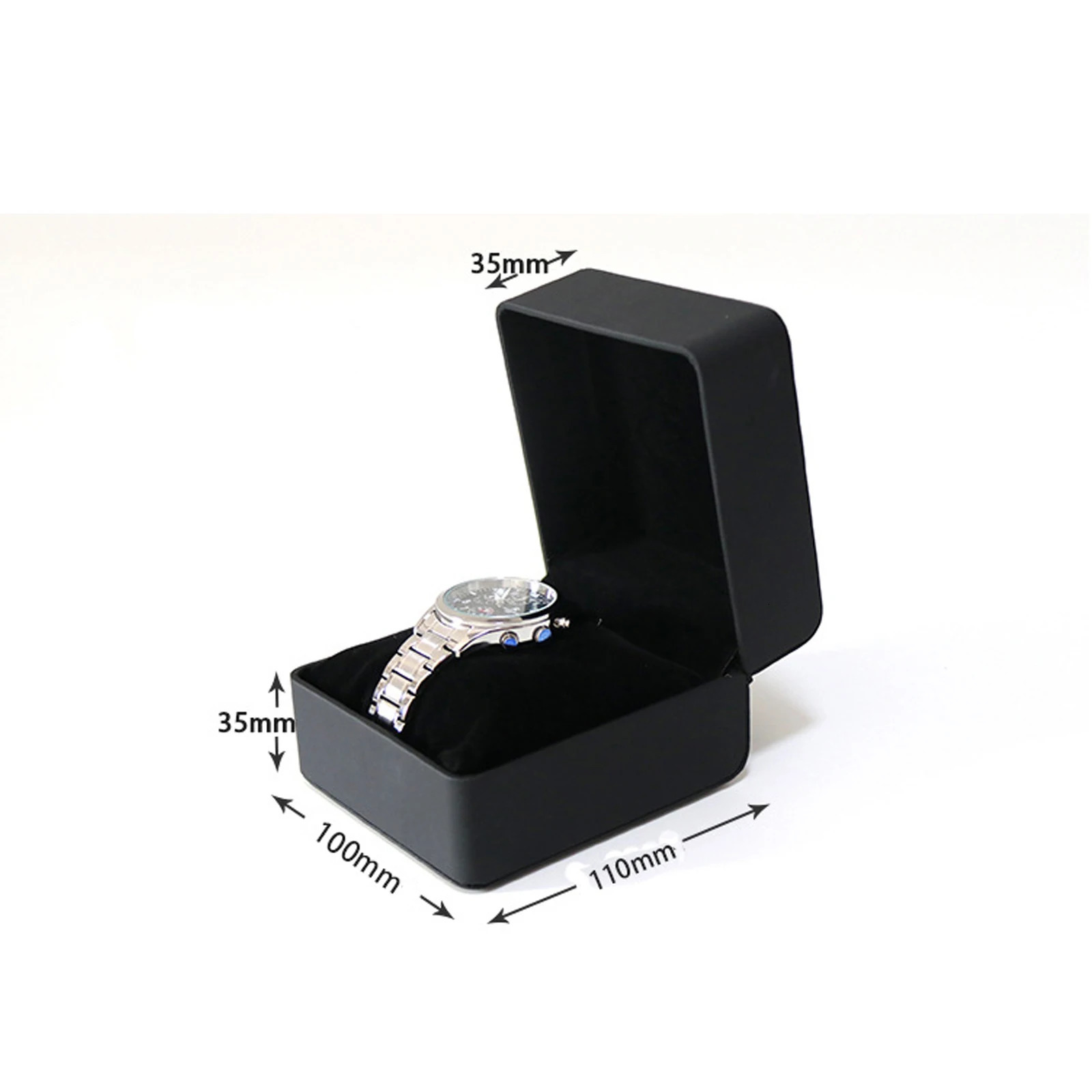 Black Single Watch Gift Box with Pillow PU Leather Wristwatch Display Case Organizer for Men 260304
