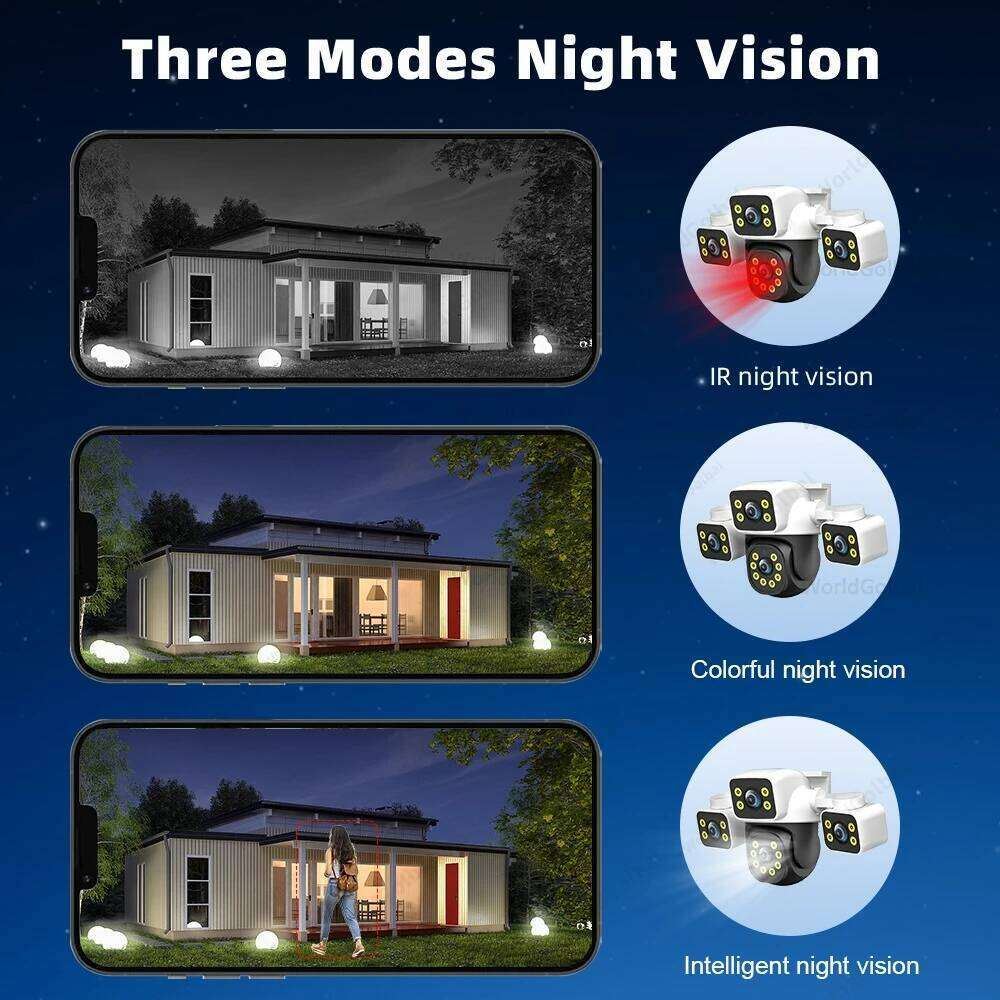 Tuya Smart 15MP Lens IP Three Screens Security Auto Tracking Wireless Alarm WIFI CCTV Surveillance Outdoor Camera 26W0306