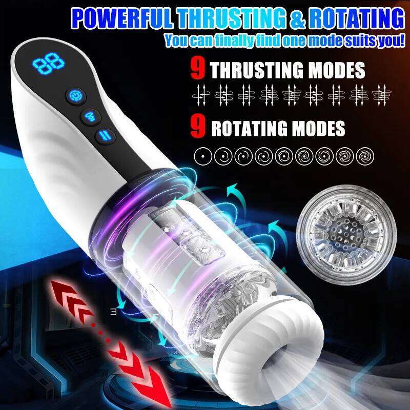 Male Masturbation Telescopic Rotating Cup Automatic Sucking Pocket Pussy Blowjob Sex Machines Adult Toy for Men Masturbator W260305