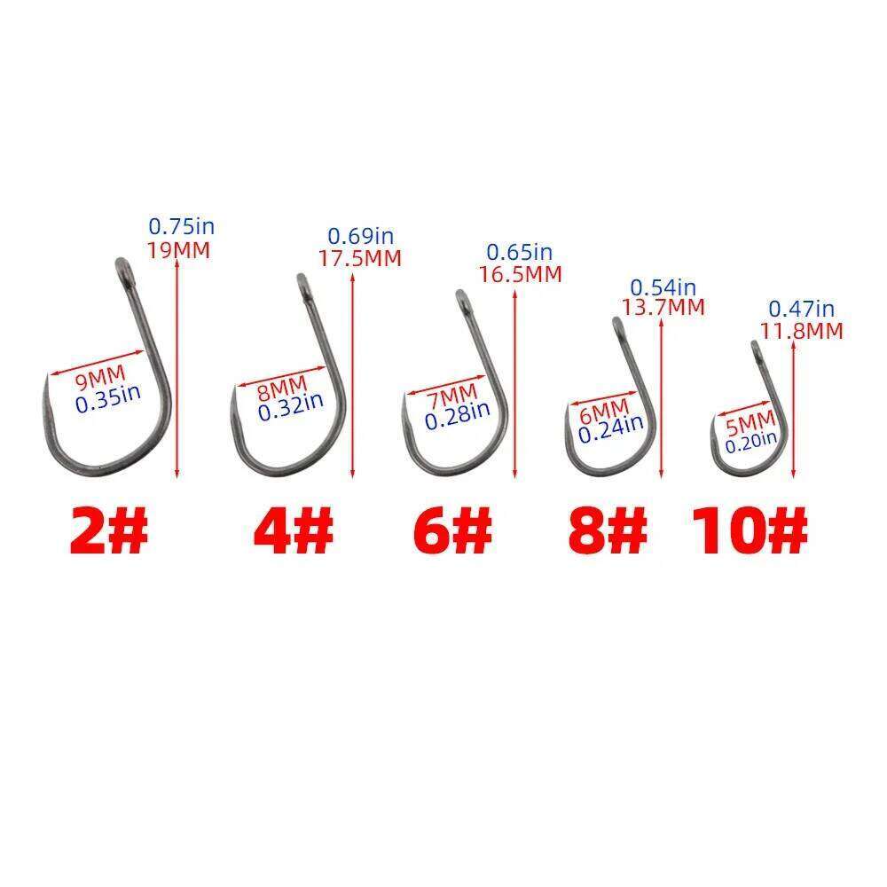 Hirisi 100pcs PTFE Coating High Carbon Stainless Steel Barbless Hooks 8002 Hook Fishing Accessories S260305