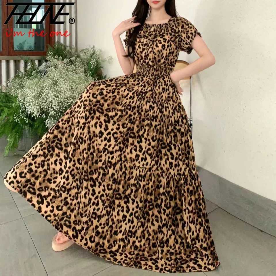 THHONE Summer Dress Women Cotton Linen Floral Vintage Oversized Korean Vestido Feminino Print Robe Off-Shoulder Casual Dresses X260306