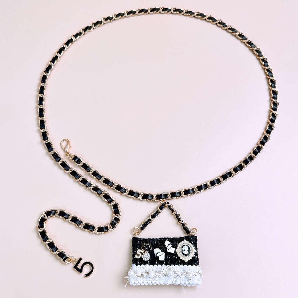 Elegant fashionable camellia-decorated small bag chain, cute and sweet clothing accessory for women, ins-style waist chain