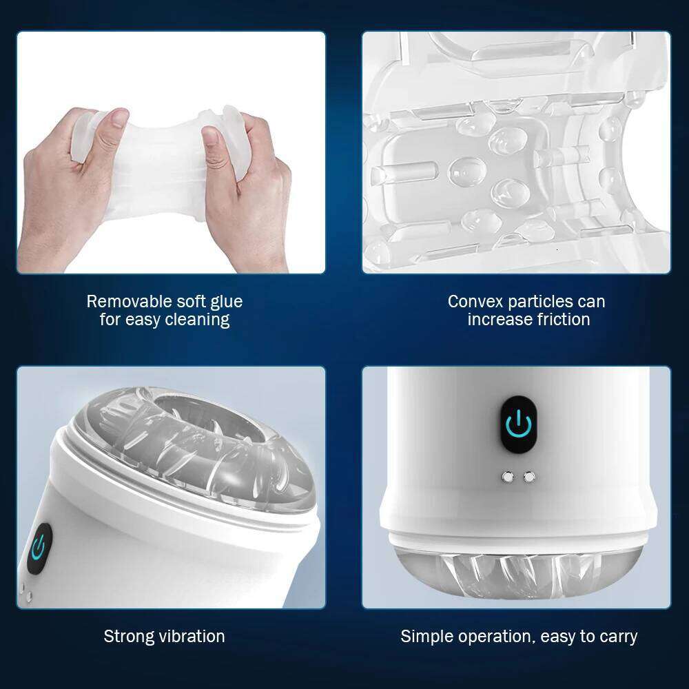 Blowjob Male Maturbator Adult Sex Toys for Men Open-Ended Vibrating Hands Free Stroker Penis Vibrator Trainer Sexual Pleasure W260305