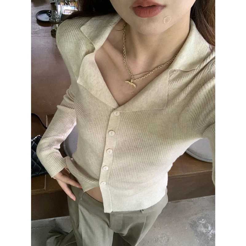 Elegant Long Sleeved Casual Slim Fit Cardigan Sweater Autumn Knitted New Korean Style Bottom Top Solid Women Sweet Short Jackets M260306