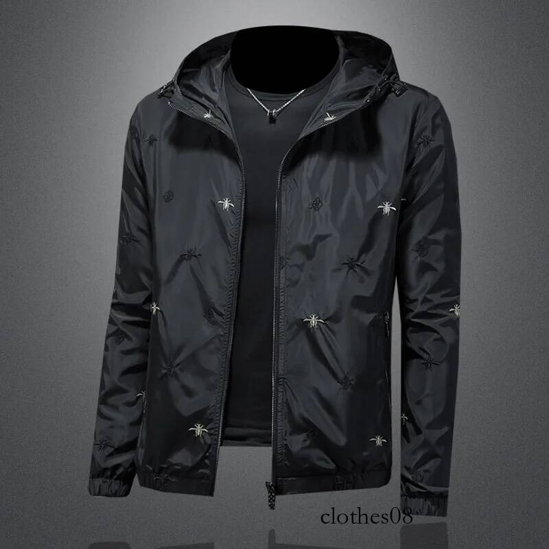 Men's Embroidered Jaet Hooded Thin Faion Urban Sle Polyester Long Sve Zipper Closure Casual Wear Spring New Arrivals