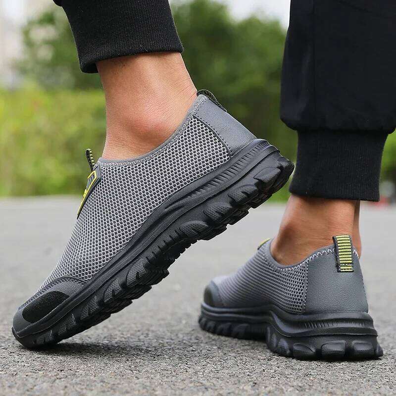 Outdoor Men's on Cool in Summer Mesh Anti Slip Walking Shoes Fashion Breathable Comfortable Black Sneakers for Men