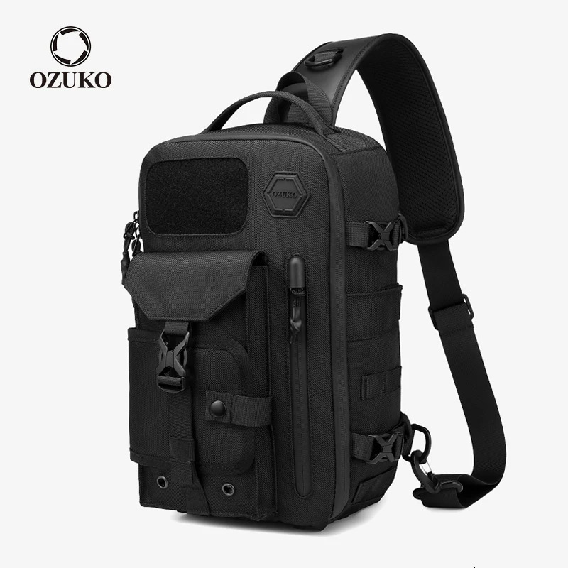 OZUKO Large Capacity Shoulder Bags for Male Waterproof Chest Bag Tactical Sling Messenger Bags Men Outdoor Sports Crossbody Bag 260305