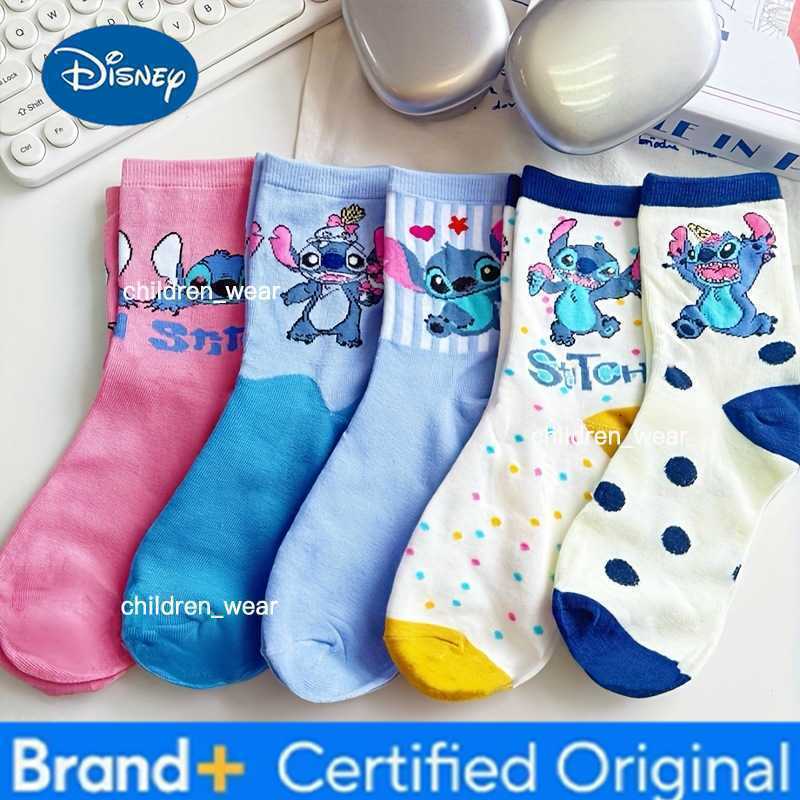 Disney New Stitch Cartoon Anime Mid-Tube Socks Stitch Dolls Premium Cotton Socks Childrens Socks Boys Girls Casual Socks H260306