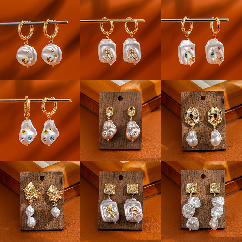 Boho Natural Freshwater Pearl Earrings Baroque Large Material Womens Charm Statement Jewelry 231225