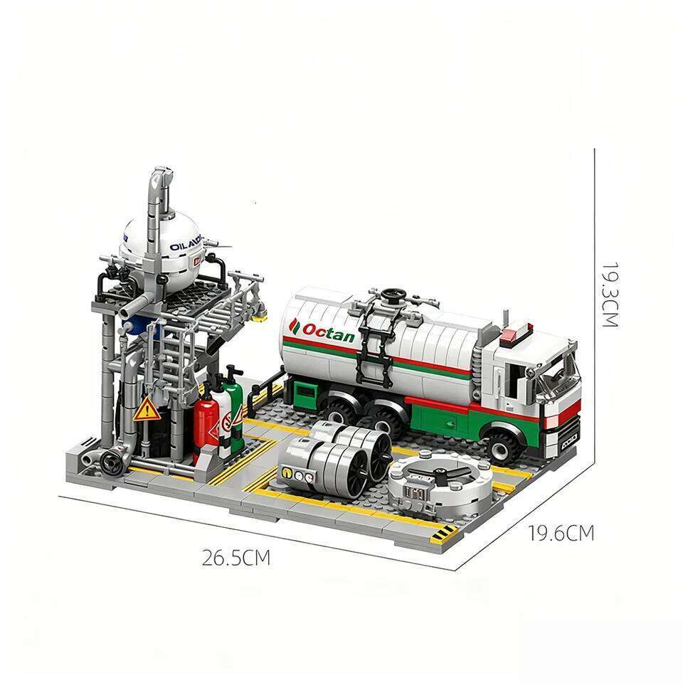 3 in 1 Assembly Street View Building Blocks Natural Gas Storage Center Laboratory Transport Station City Series Collection Z260306