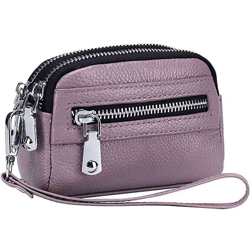 fashion women wallet genuine leather double zipper coin purse pouch bag C260304