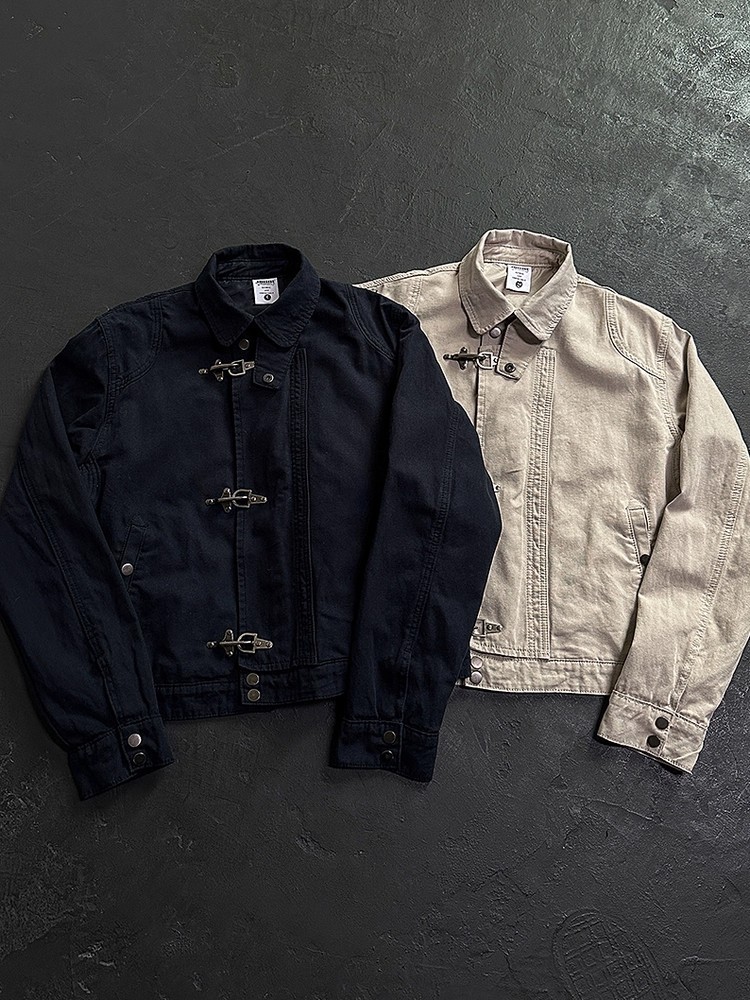 new Casual retro workwear jacket for men and women lobster clasp short cut American stand-up collar trendy jacket