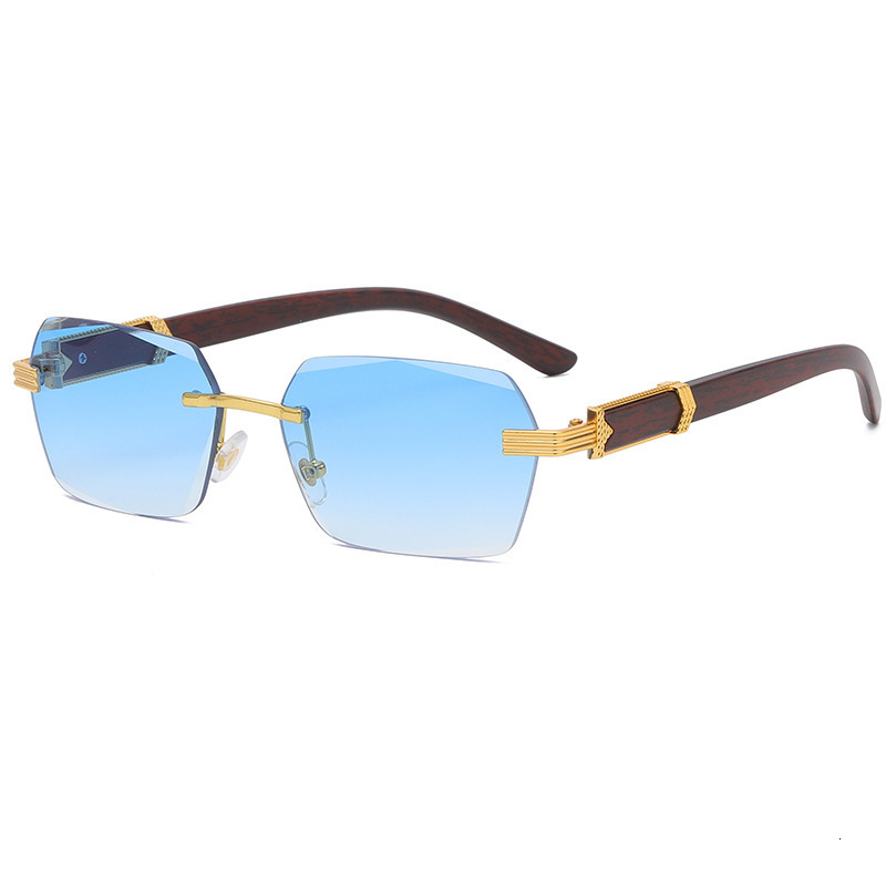 Top Luxury Fashion Sunglasses With Wooden Handle And Metal Designer Sunglasses For Outdoor Bicycles European And American Irregular Square Fashion Sun