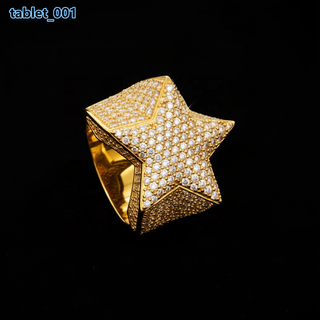 9K 10K 14K 18K Solid Gold Custom Fine Jewelry Hip Hop IGI Certified VVS DEF Color Lab Grown Diamond Cluster Star Ring for Men