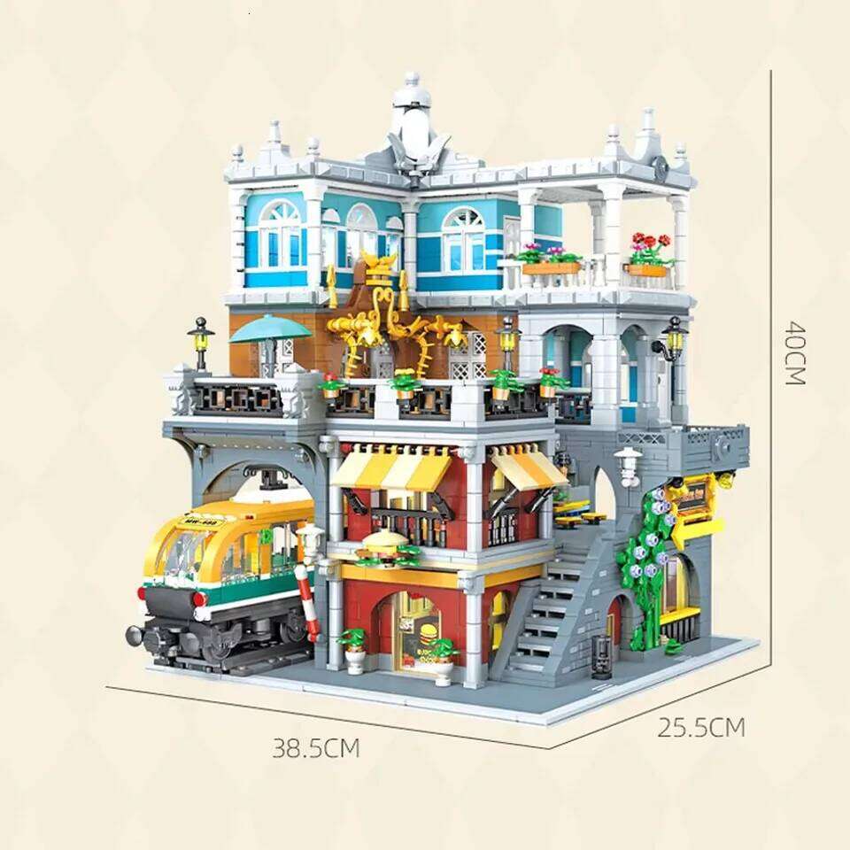 3289PCS Burger Shop Building Blocks House Model With Light City View Street Scence Subway Bricks Toys Kids Girls Adult Gifts Z260305