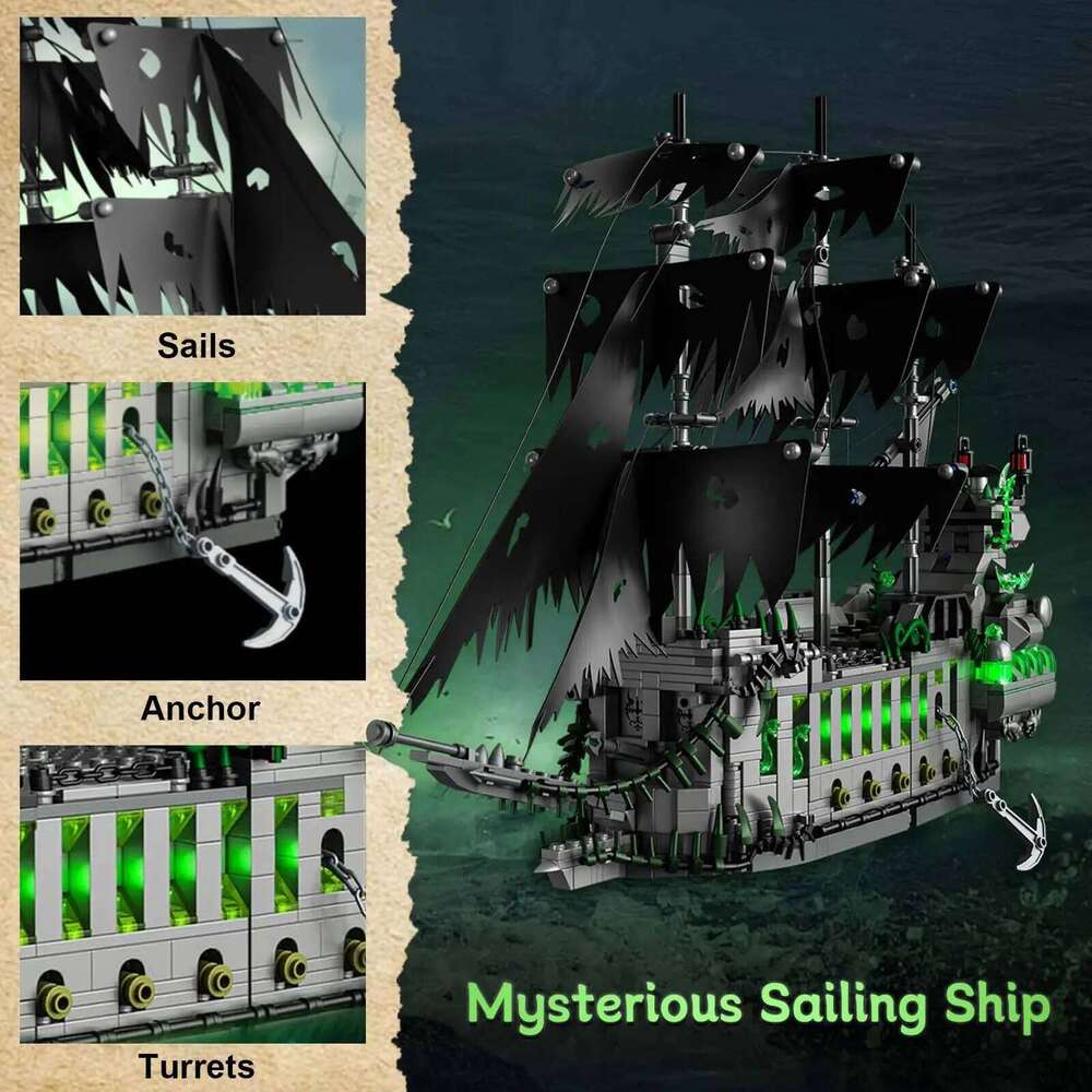 1573Pcs Pirate Building Blocks Set Ghost Ship Flying Dutchman Assembly Model Toys for Adult Boys Christmas Birthday Gifts Z260306