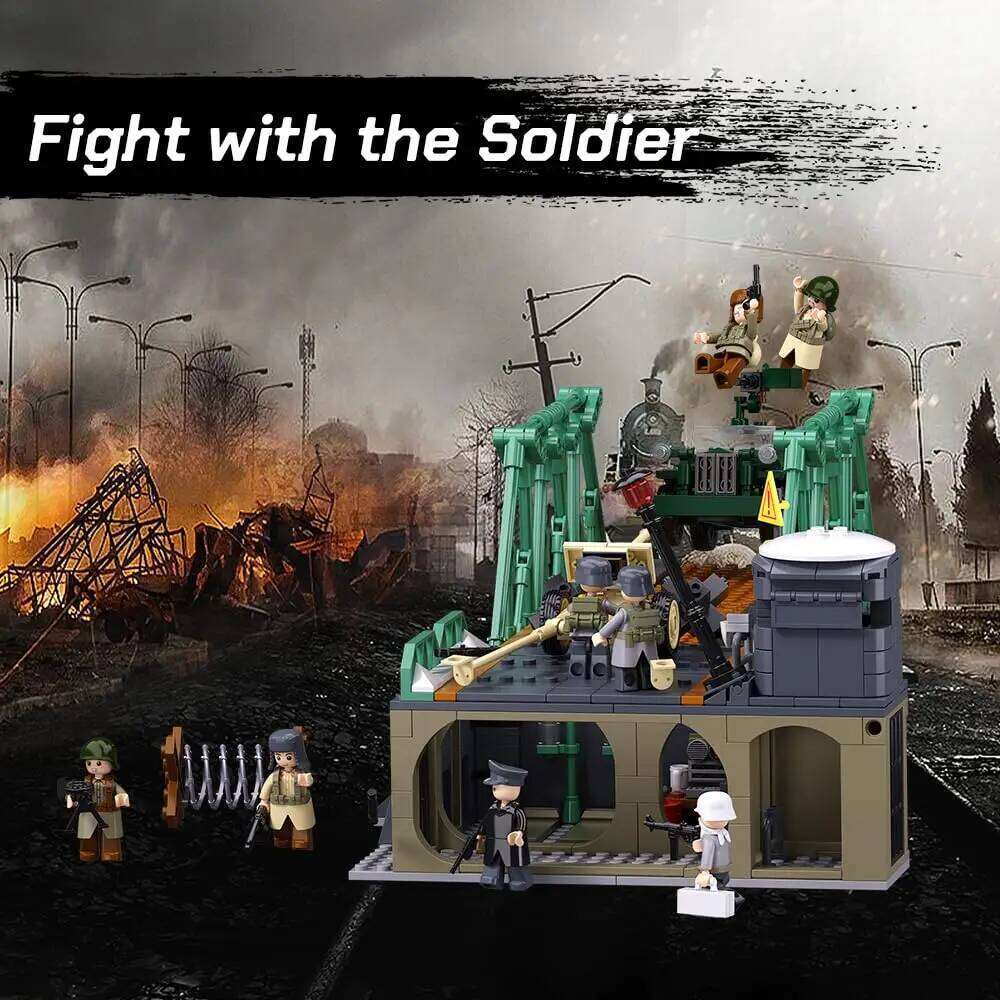 769PCS WW2 Battle Of Budapest Bridge Scene Building Blocks Classic War View Model Bricks Set With Figures Children DIY Toy Gift Z260305