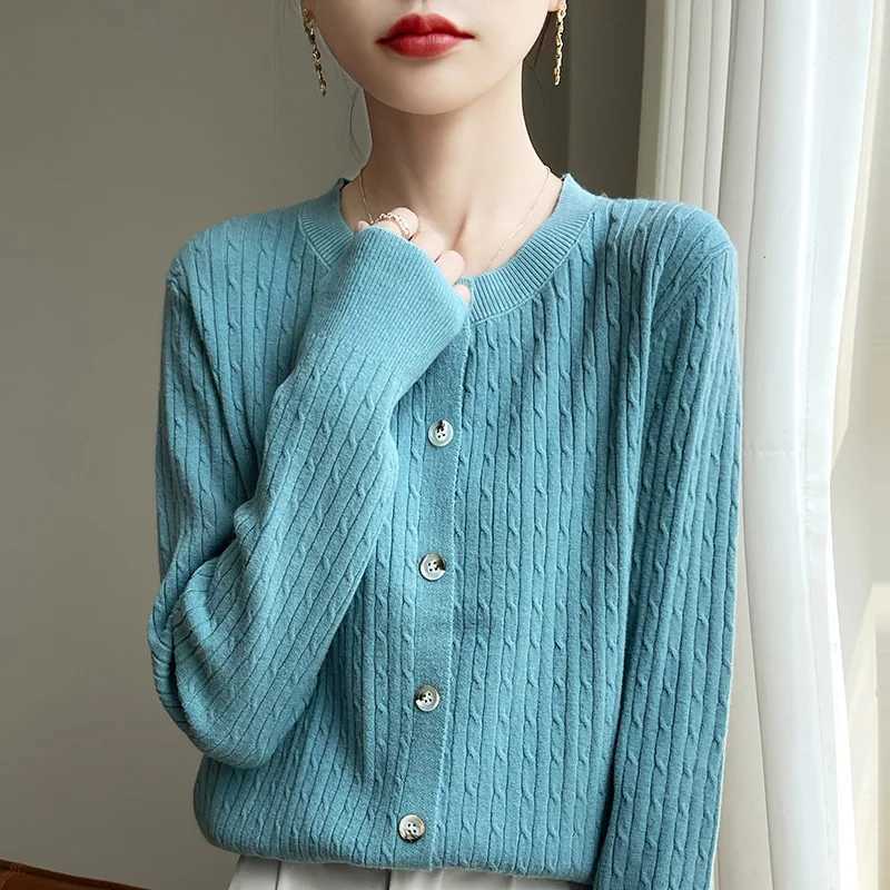 Autumn And Winter Fashion Knitted Cardigan Button Sweater Round-Neck Comfortable Long-Sleeved Sweater For Women RY416 M260306