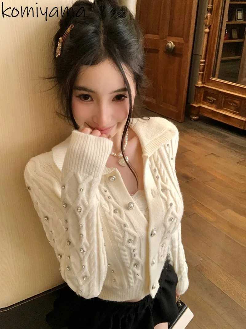 Patchwork Cardigan Y2k Spicy Outerwears Long SLeeve Knit Sweater Lapel NeCK Women CloTHing New Twist Cardigans M260306