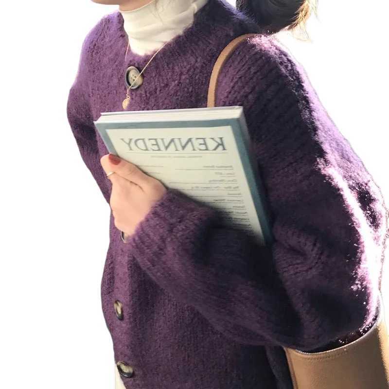 Yellow Cardigan Sweater Female Autumn Winter New Gentle Wind Coat Womens Clothing Wholesale Dopamine Good-Looking Tops Knitwear M260306