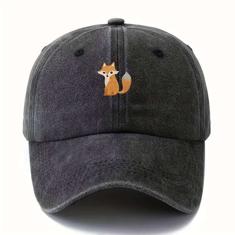 Cute fox pattern printed baseball cap daily casual fashion, versatile city commuting hat, suitable for men and women Y260304