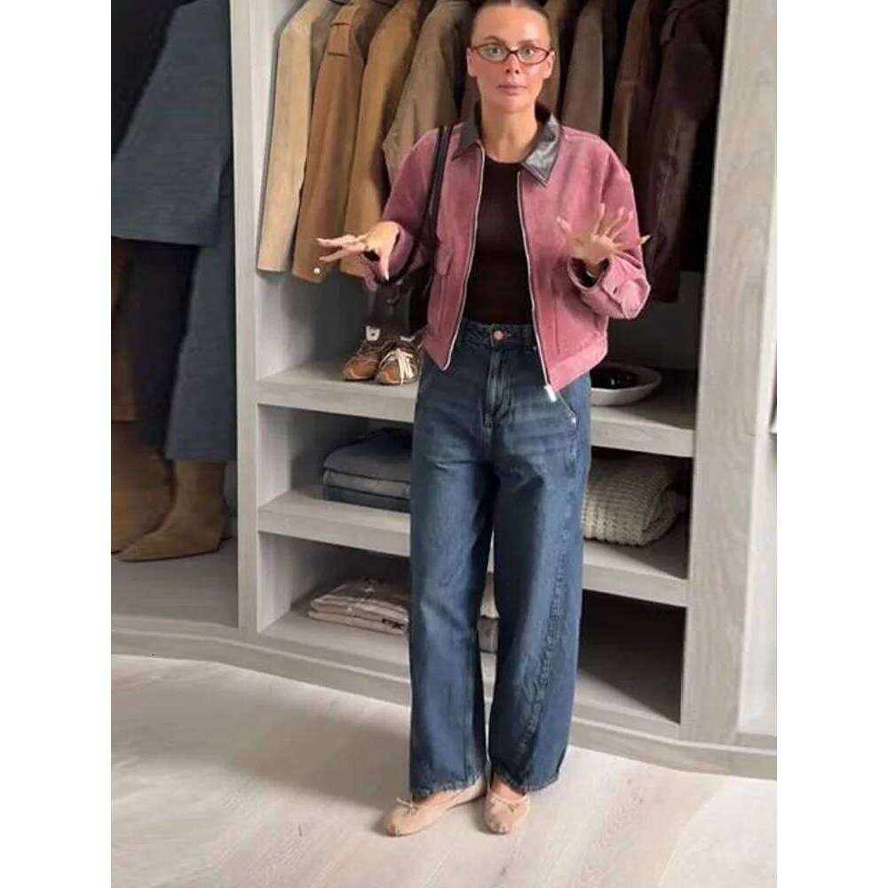 Women's Jacket Coat Leather Lapel Collar Patchwork Short Outerwear Female Daliy Street Casual Oversized Color Blocking Jackets