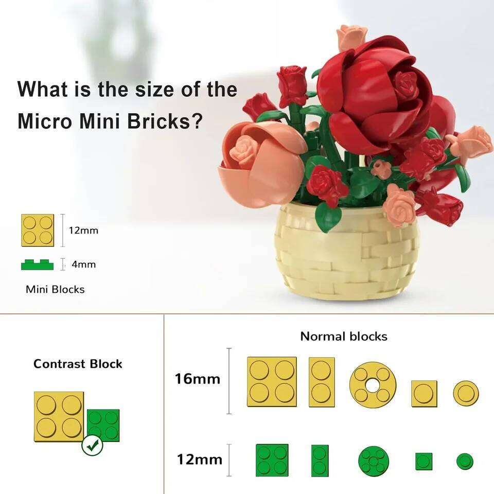DIY Potted Plant Building Blocks Set - Rose Sunflower Succulents Bonsai Tree Romantic Garden Kids Model Bricks Toy Kit Z260305