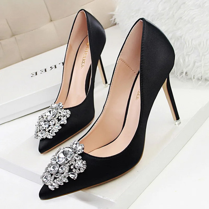 BIGTREE Shoes Rhinestone Women Pumps Stiletto Women Shoes Sexy High Heels Wedding Shoes Luxurious Women Heels Party Shoes Female 260306