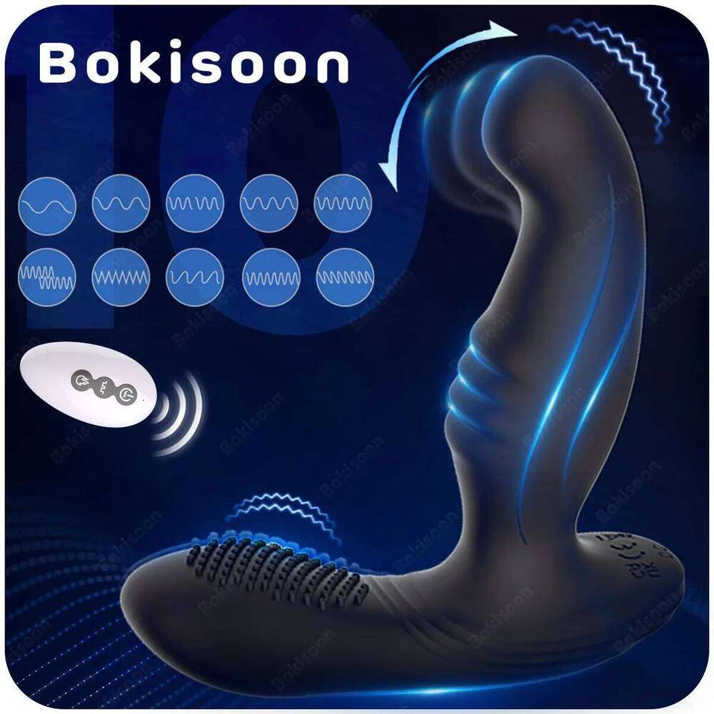 Wiggle Prostate Massager Anal Vibrator Men Remote Control Dual Vibrating Butt Plug Perineum Stimulator Sex Toy for Couples W260305