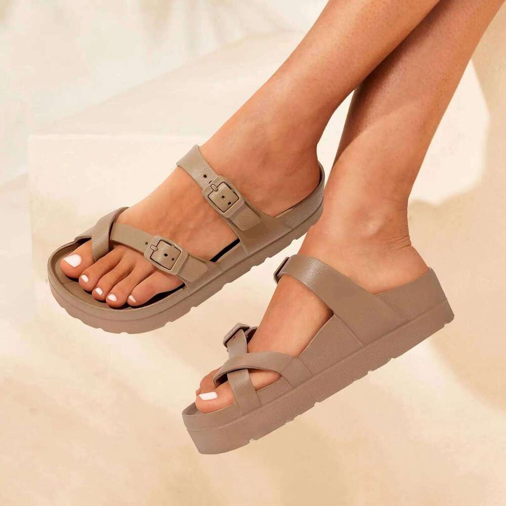 Litfun Summer New Clogs Sandals For Women Fashion Outdoor Antiskid Beach Slippers With Adjudtable Buckle Orthopedic House Slides