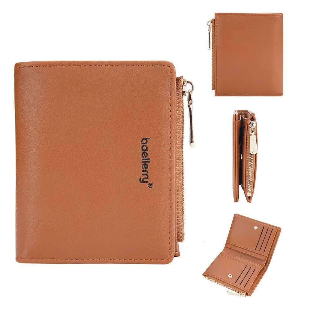 Baellerry Women's Short Wallet with Zipper & Snap, Minimalist Coin Purse Fashion Card Holder Money Organizer C260304