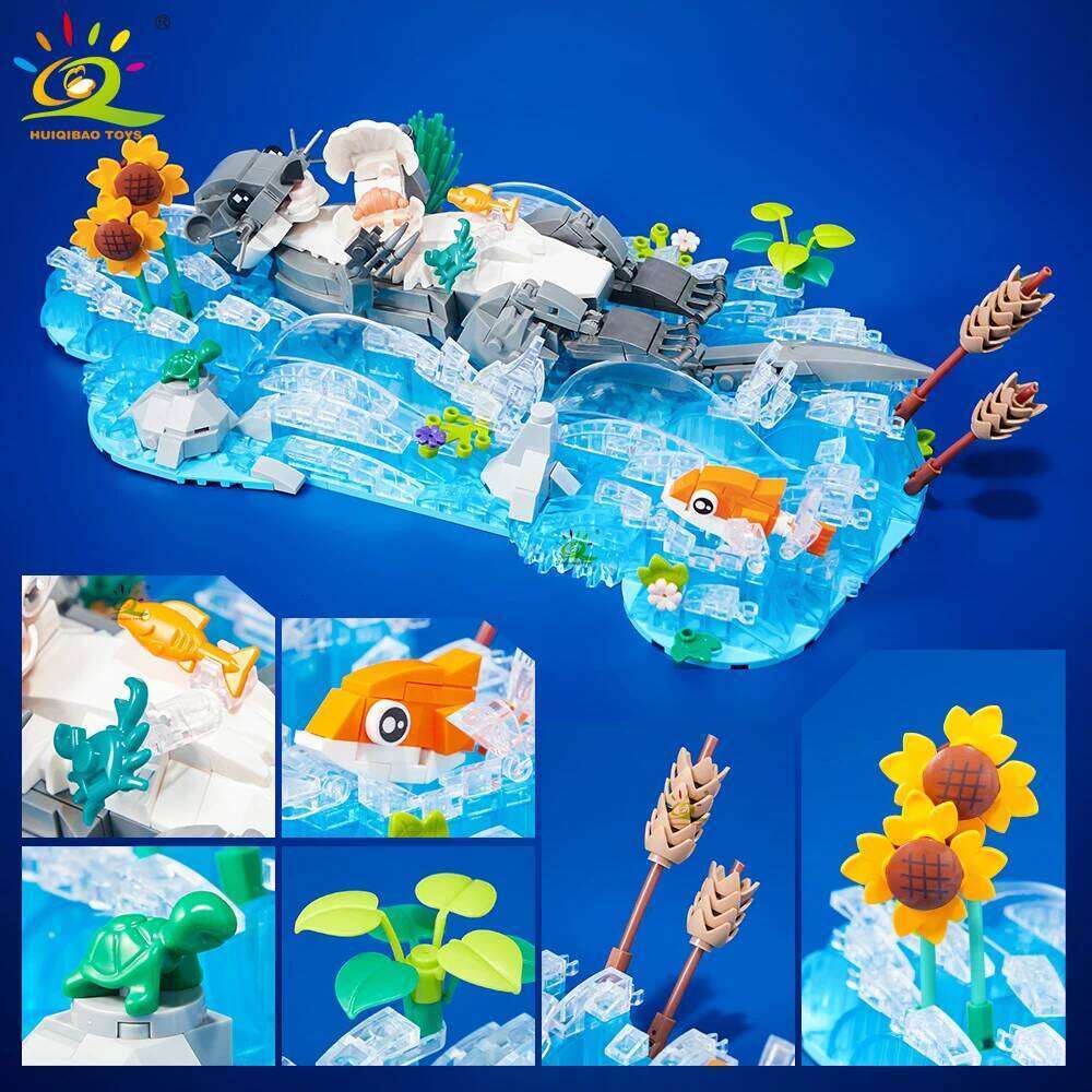 HUIQIBAO MOC Otter Animal Model Building Block Brick Boy Assembly Construction Toy For Children Kid DIY Game Home Desk Decor Z260306