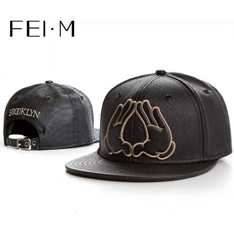 FEI M Fashion Flatbush Cap Brooklyn Black Leather Adult Outdoor Casual Sun Baseball Cap Boy Girl Travel Hip Hop Snapback Hat S260306
